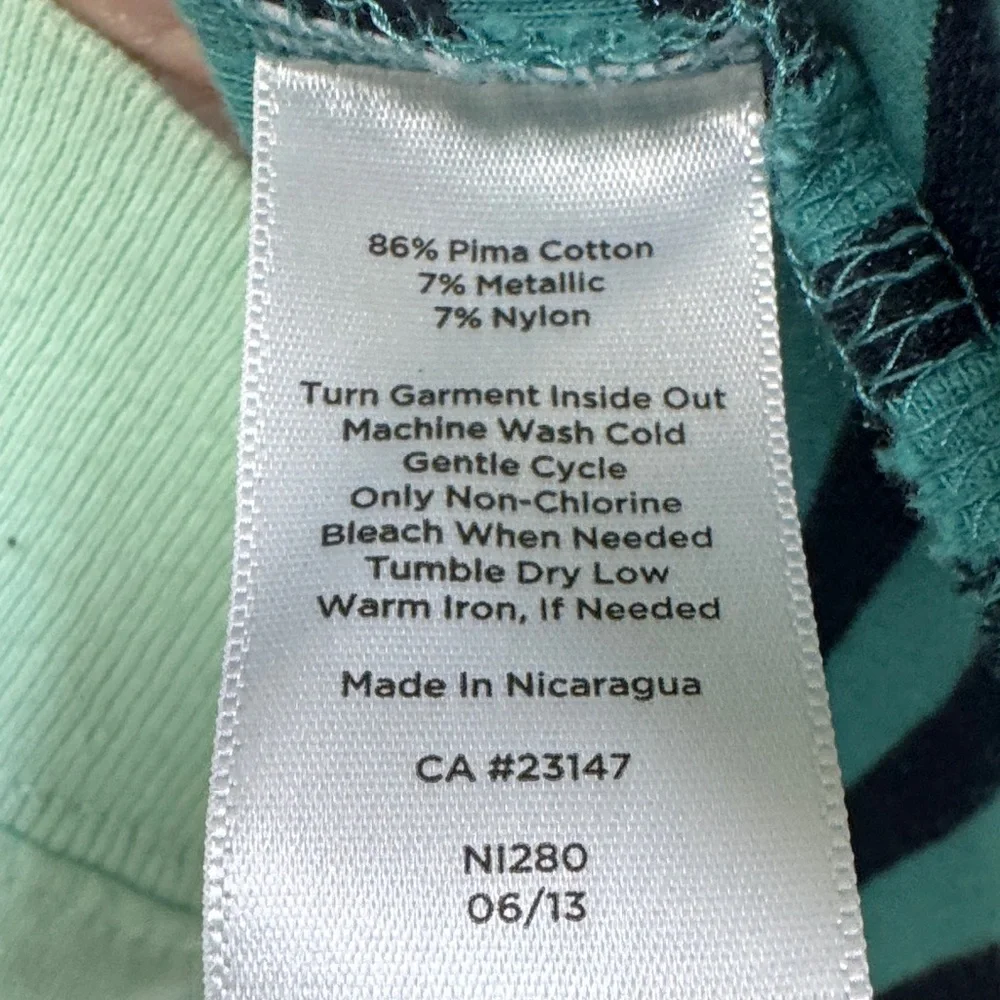 Talbots Teal and Navy Striped Long Sleeve Tee - Picture 4 of 6